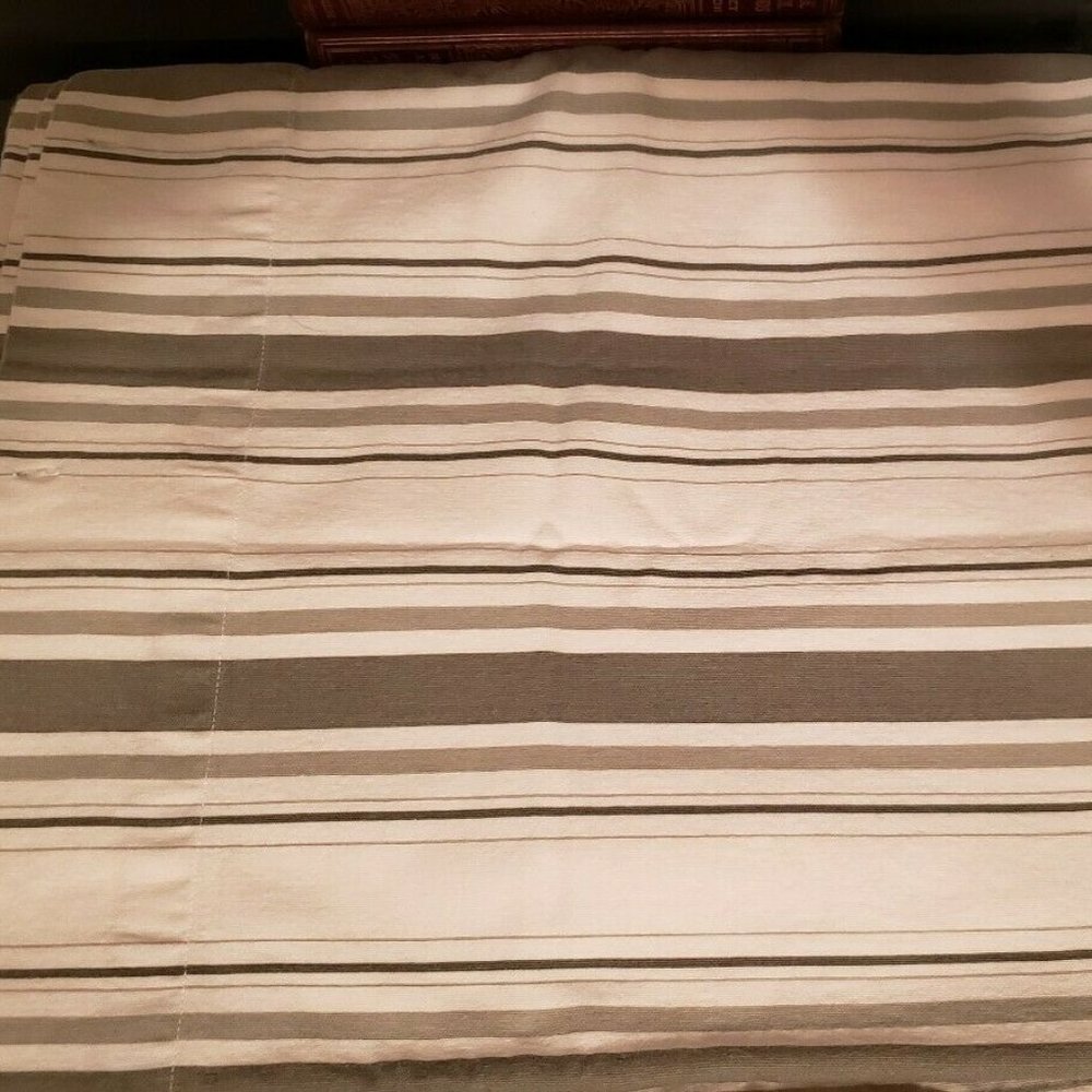 Lauren Ralph Lauren Green Cream Striped Shower Curtain 100% Cotton 72"